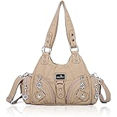Angel Kiss Purses for Women Small Hobo Shoulder Bags Vagen Leather Multi-Pocket Tote Bag with Zipper