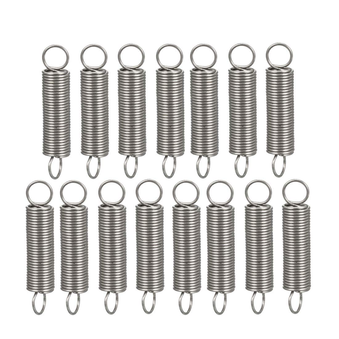 sourcing map Extended Tension Spring Wire Diameter 0.02" , OD 0.2" , Free Length 0.98" Stainless Steel Small Dual Hook Tension Spring for Machinery Construction Industrial 15pcs