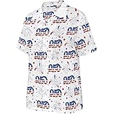 HUGLAZY 80s 90s Outfit for Men 4th of July Outfits Hawaiian Shirts Short Sleeve Button Down Funny Party
