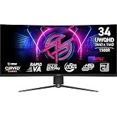 msi MPG 346CQRF X24 34-inch 3440 x 1440 (UWQHD) Gaming Monitor, 240Hz, AMD Adaptive Sync, HDR Ready, HDMI, VGA Port, VESA, Tilt, 0.5ms, Black