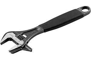Bahco 6" SAE Ergo Combination Industrial Black Finish Adjustable/Pipe Wrench, Reversible Jaw for Dual Functionality, Aggressive Angled Teeth, True Ergo Thermoplastic Handle, and Slim Tapered Jaws