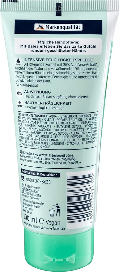 balea hand cream aloe vera