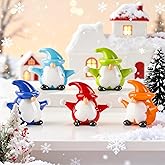H&D HYALINE & DORA 5Pcs Christmas Gnomes Decorations Mini Blown Glass Christmas Ornaments Glass Xmas Figurines for Xmas Home Party Decor