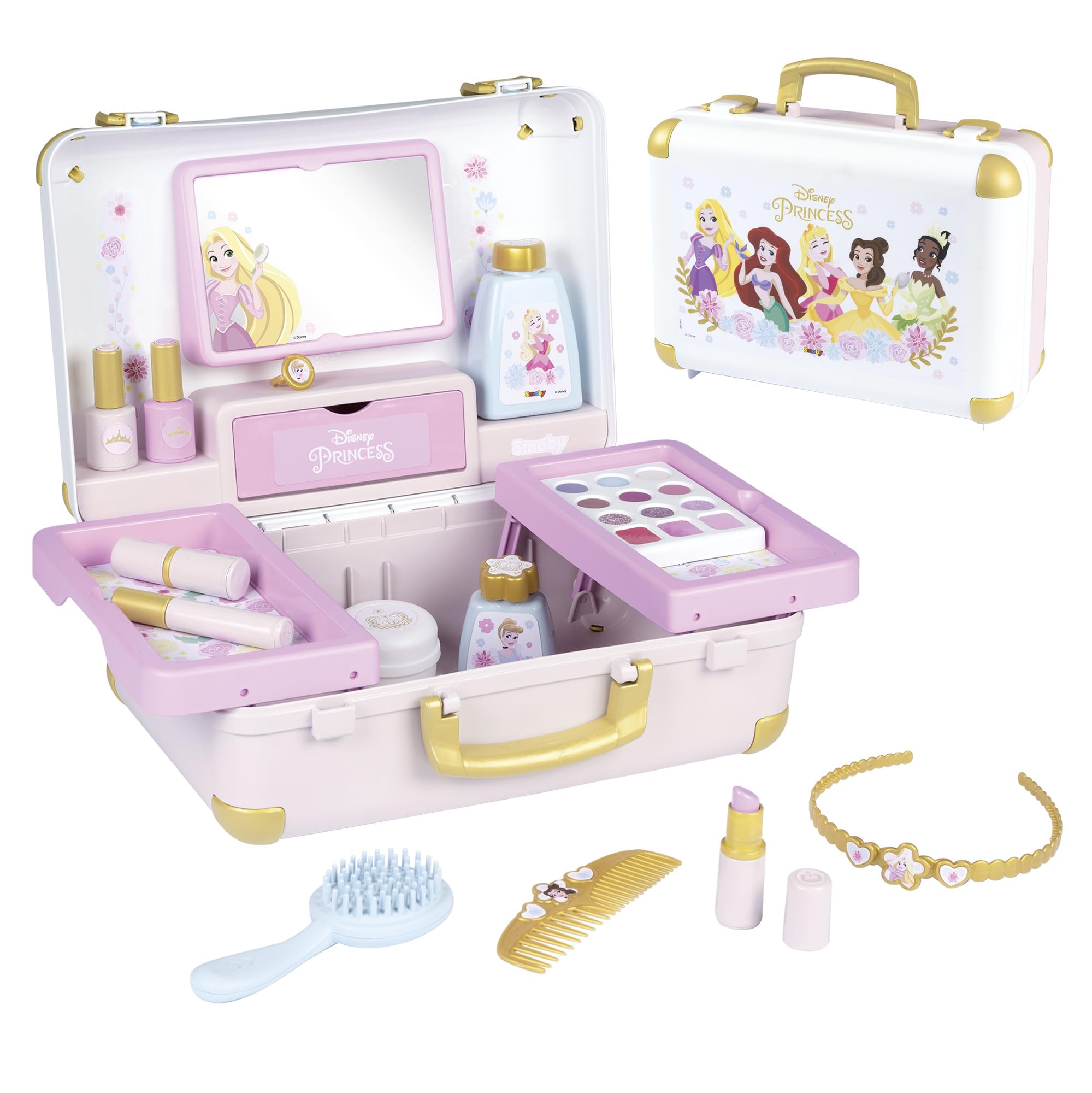 Smoby Disney Princess Beauty Vanity for Kids - Children's Beauty Case - Style, Hair, Nails & Makeup with Accessories