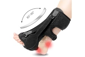 exhood Plantar Fasciitis Night Splint, Plantar Fasciitis Relief Brace, 3 Adjustable Straps Relief Brace for Foot Drop, Achilles Tendonitis & Heel Pain - Day & Night Support (Black)