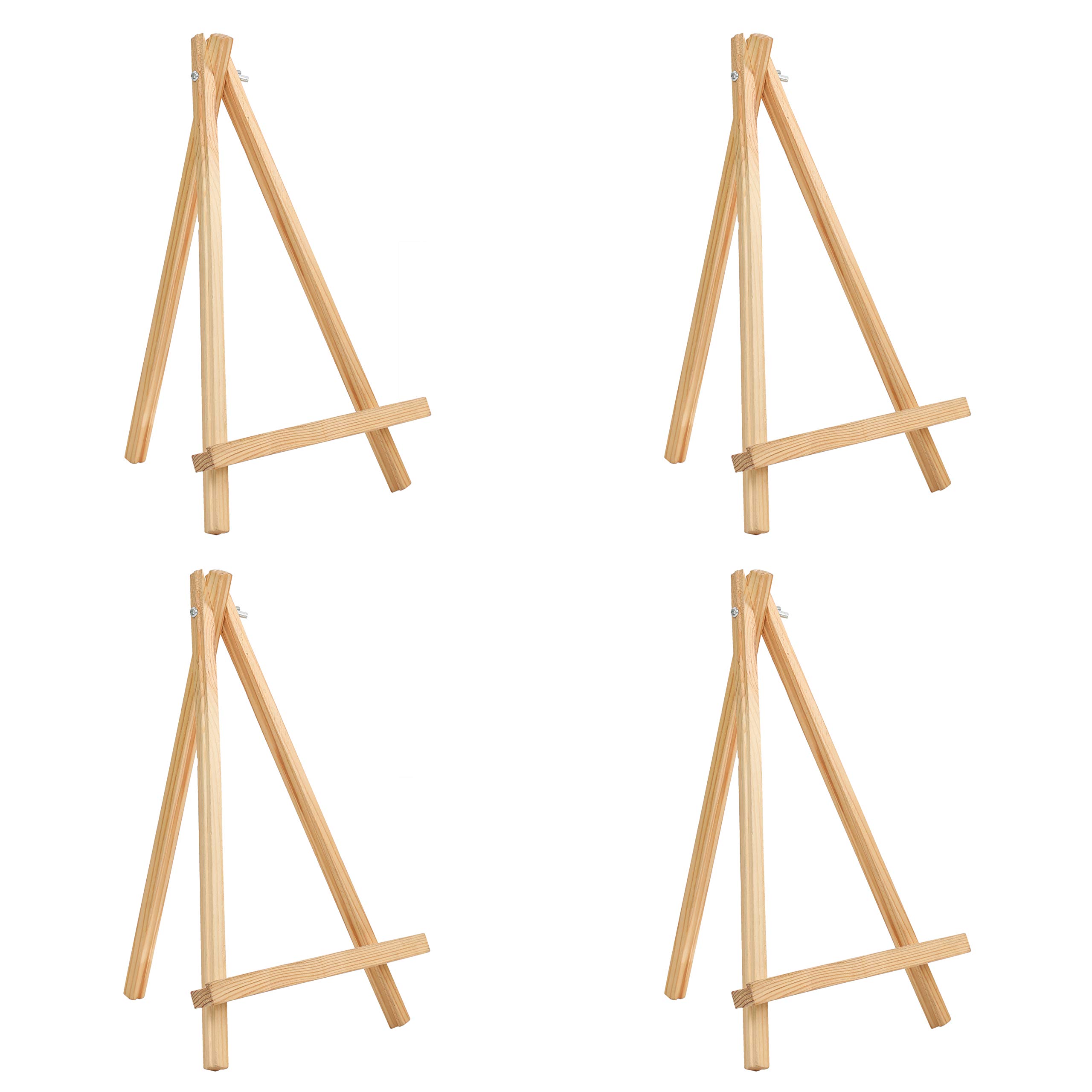 BELLE VOUS 4 Pack Wooden Tabletop Art Display Easel - 30cm/12 Inches - Small Natural Pine Wood Tripods for Displaying Canvas Paintings - Arts & Crafts and Frames