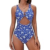 Century Star Womens Sexy One Piece Swimsuit - Slimming Tummy Control Bathing Suit Cut Out Ring Linked Swimwear for Women 2026