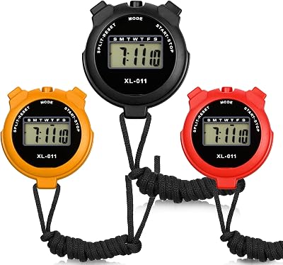 Dacitiery 3 Pcs Sports Stopwatch Timer Lap Split Digital Countdown Alarm Clock