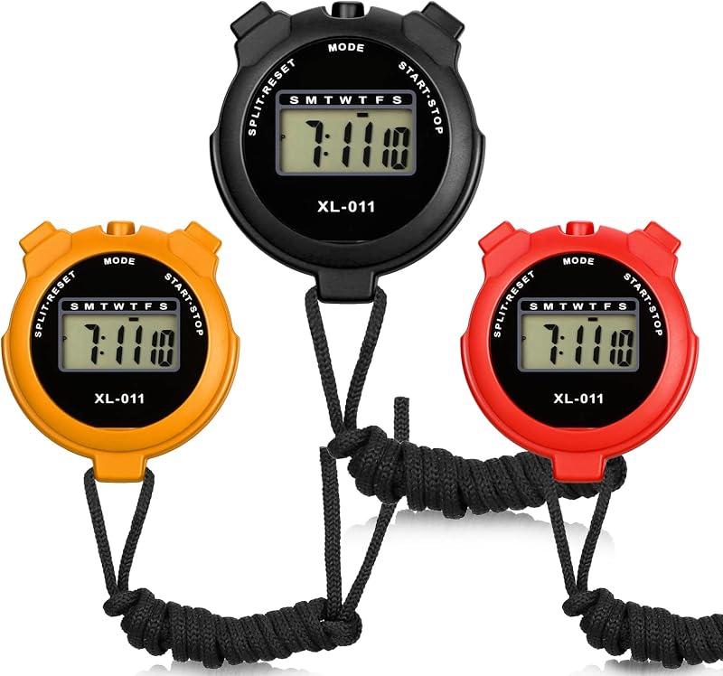 Dacitiery 3 Pcs Sports Stopwatch Timer Lap Split Digital Countdown Alarm Clock