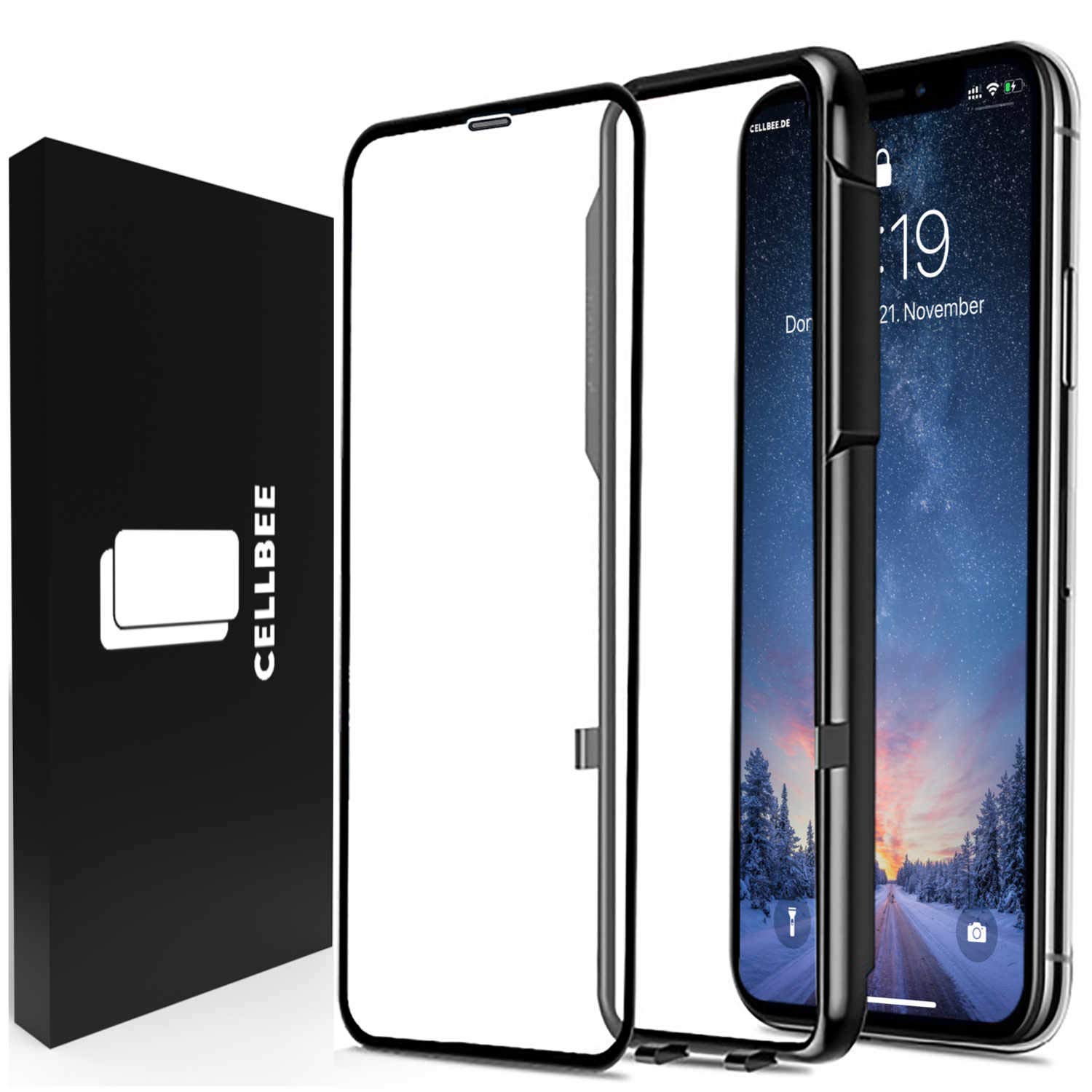 CellBee Screen Protector Compatible with iPhone, Tempered Glass, Premium Protector for Display – Anti-Dust-Bubble, Invisible Black (iPhone X, The Curved)