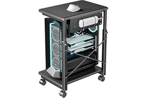 ARES WING Height Adjustable Computer Tower Stand, 2-Tier PC Tower Stand for Most PC, CPU Holder Cart with Locking Wheels for Gaming Home Office, 21.7"-33.5" Height
