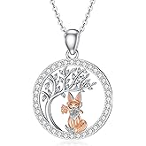 SELKAT 925 Sterling Silver Fox/Giraffe/Koala/Panda/Dog/Raccoon/Tiger/Cow/Snake/Penguin/Frog Necklace Cute Animal Pendant Birthday Gifts for Women Animals Lover