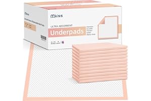 MKISS Heavy Duty Bed Pads 40" x 40"(20 Count), Disposable Super Absorbent Incontinence Underpads, Extra Large and Thicken Chucks Pads for Adults, Children, Babies, Elderly and Pets