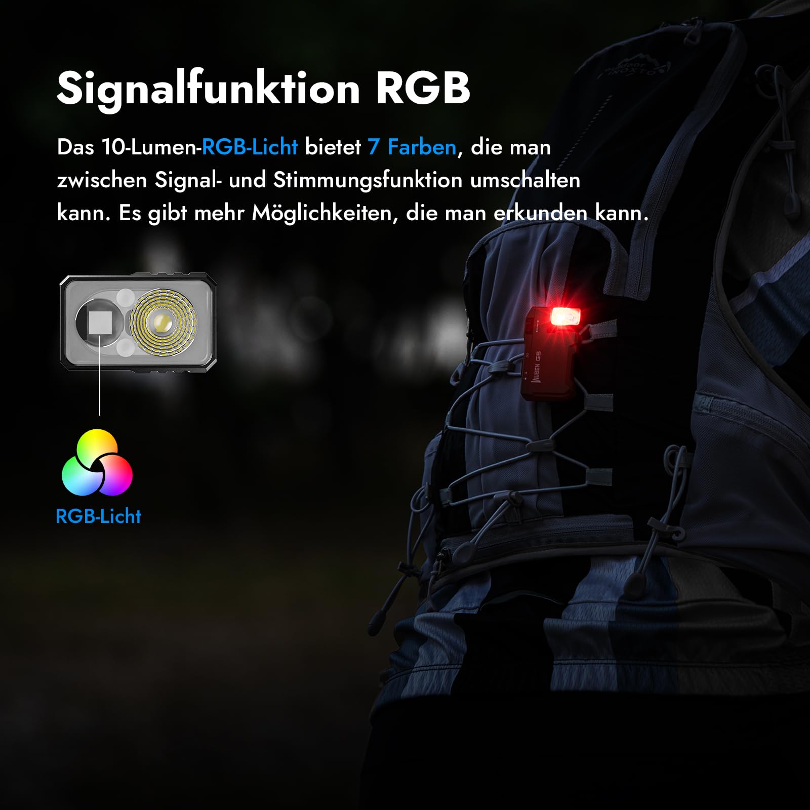 WUBEN G5 LED Taschenlampe Aufladbar - RGB Mini Schlüsselanhänger 400 Lumen, EDC Multifunktional Magnetische USB, 6 Modi Flashlight Wasserdicht für Camping Outdoor 5