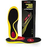 Carbon Fiber Insole with Arch Support – Plantar Fasciitis, Flat Feet, Heel Pain, Overpronation Relief, Running & Sports - Memory Foam & Breathable Fabric - Deep Heel Cup