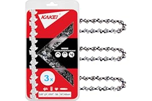 KAKEI 16 Inch Chainsaw Chain 3/8" LP Pitch, .050" Gauge, 56 Drive Links Fits Craftsman, Poulan, Ryobi, Echo, Greenworks and More- S56 (3 Chains)