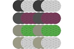 ROLOKIT 40PCS 5 Inch Wet Dry Sanding Discs, Hook & Loop Orbital Sandpaper 1000/2000/3000/5000 Assorted Grit,Silicon Carbide High Grit Round Flocking Grinding Abrasive Paper for Auto, Wood or Metal Polishing