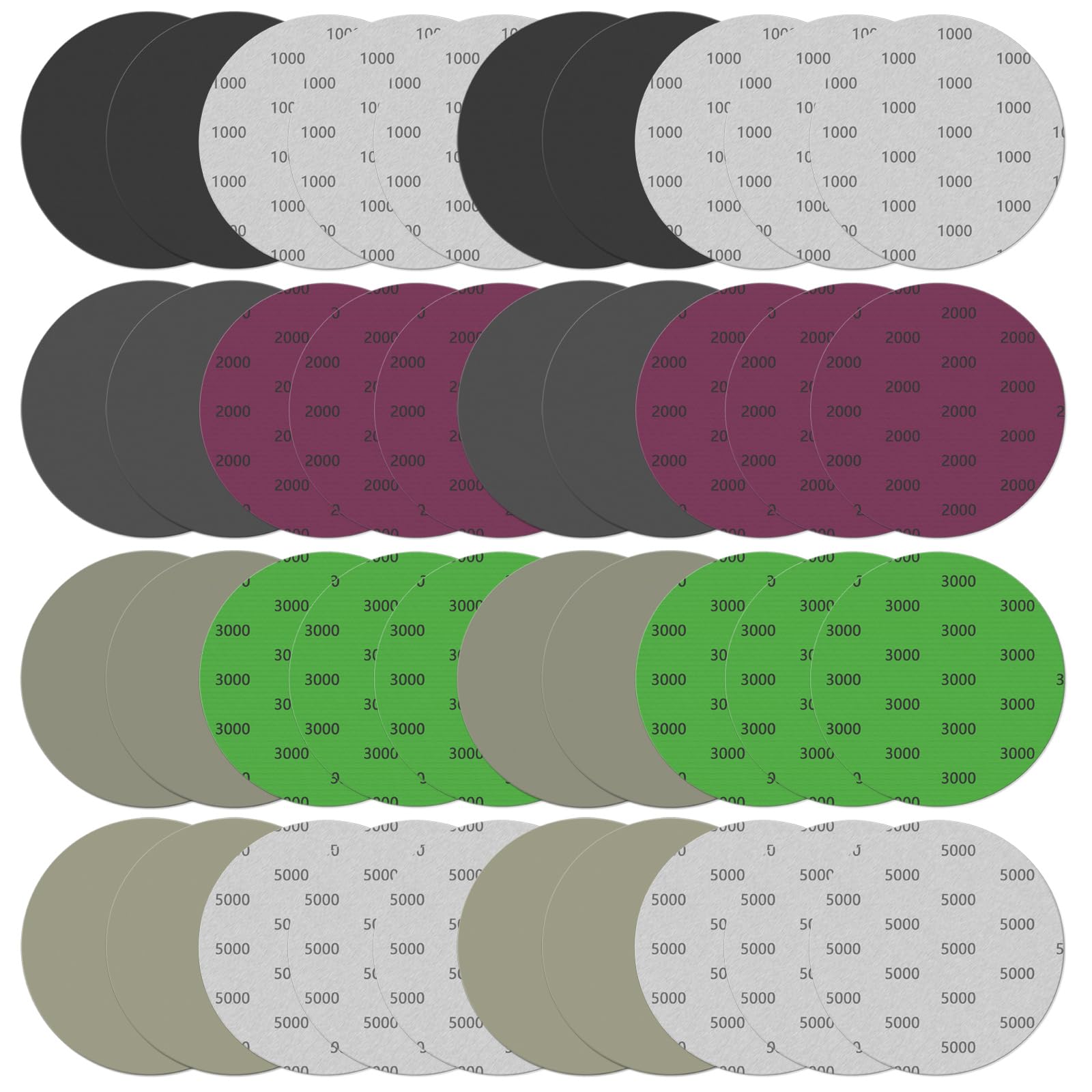 Photo 1 of 40PCS 5 Inch Wet Dry Sanding Discs, Hook & Loop Orbital Sandpaper 1000/2000/3000/5000 Assorted Grit,Silicon Carbide High Grit Round Flocking Grinding Abrasive Paper for Auto, Wood or Metal Polishing