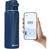 WaterH BOOST Smart Water Bottle Tracker with Reminder, Blue, 32oz | Double Wall Vacuum Insulated Stainless Steel, BPA-Free, Leakproof, Wide Mouth for Office, Ideal for Halloween