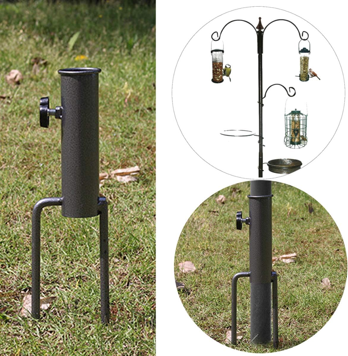 YOUTTOO Bird Feeder Pole Hangers Feeding Station Stabilizer Feet SpikesStand Feed Tube Garden Lawn