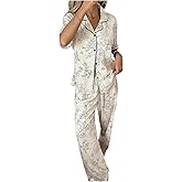 SHENHE Women's Pajamas Set 2 Piece Fall Pajamas Floral Rabbit Shirt with Pants Cute Pj Set Lounge Pjs