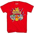 Pokemon Pikachu Game Kids Shirt - Ash, Pikachu, Charizard, Bulbasaur, Squirtle, and Charmander - Little and Big Boy T-Shirt