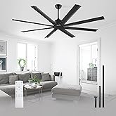 Minislak 72 Inch Ceiling Fan No Light with Remote,8 Aluminum Blades,Industrial DC Motor Quiet Operation,6 Speeds,Large Indoor