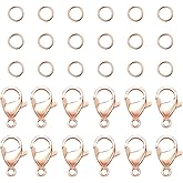 PandaHall 60 pcs 5mm 304 Stainless Steel Jump Rings with 30 pcs Lobster Claw Clasps for Earring Bracelet Necklace Pendants Jewelry DIY Craft Making, Rose Gold