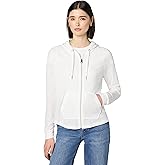 Calvin Klein womens Premium Performance Ruched Long Sleeve Zip Up Hoodie (Standard and Plus)