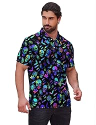 Xdceu Men's Skull Polo Shirts Hawaiian Golf Polo