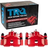 TRQ Performance Front Brake Caliper Set Painted Red Brackets | For 1990-2000 Honda Civic 1993-1997 Civic del Sol 1990-1991 CRX