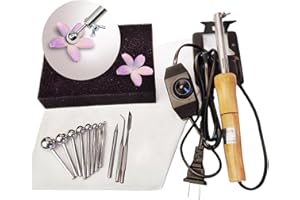 Ptmapc Flower Making Kit, Electric Fabric Flower Maker, Artificial Flower Ironing Machine with 11 Ironing Heads, Adjustable T