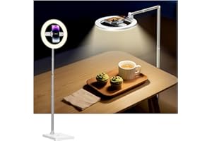 68.5" Overhead Phone Mount Tripod with Ring light, 3000mAh Rechargeable Foldable Ring Light with Stand and Phone Holder for S