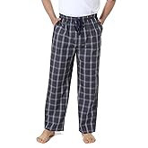Jveyvth Mens Pajama Pants 100% Cotton Plaid Sleep & Lounge Pants, PJ Bottoms with Pockets and Button Fly