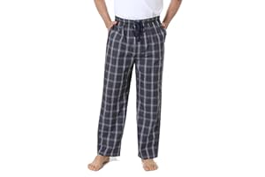 Jveyvth Mens Pajama Pants 100% Cotton Plaid Sleep & Lounge Pants, PJ Bottoms with Pockets and Button Fly
