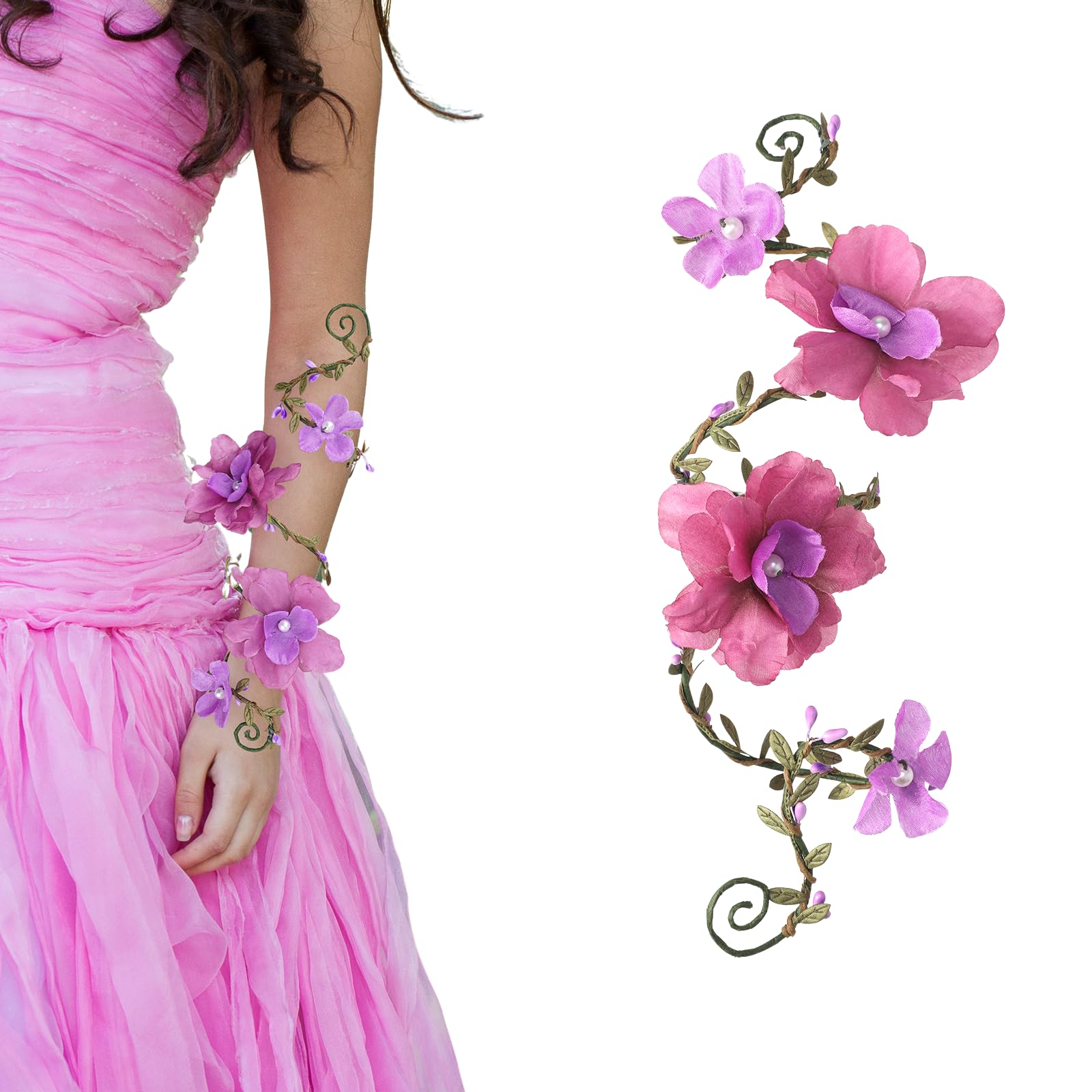 Photo 1 of FRESHME Elf Flower Arm Wrap - 1 PC Purple Renfaire Floral Fairy Bracelet Forest Mother Nature Costume Elven Arm Cuff Fantasy Renaissance Cosplay Dress Up Prom Photoshoot Accessories for Women