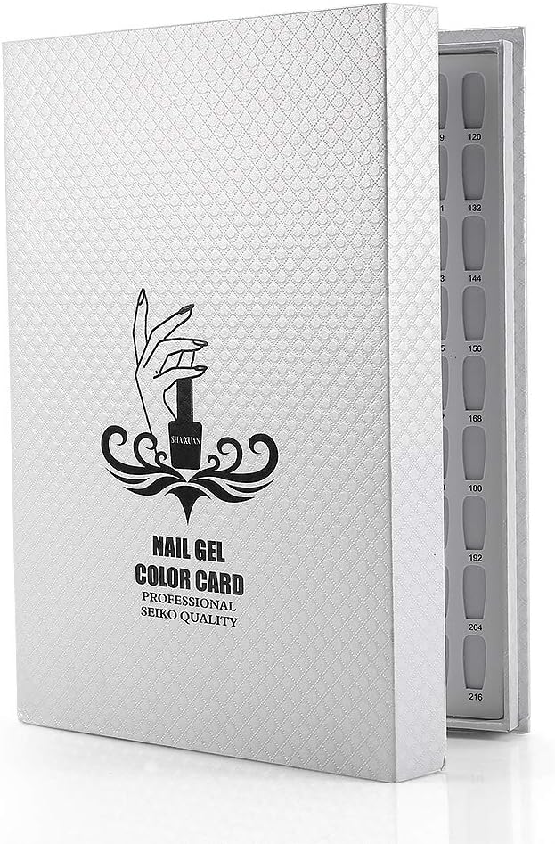 216 Colors Nail Color Display, 2 Types Nail Polish Display Chart Book, Nail Polish Color Card Board Nail Art Salon Set (White) - Image 3