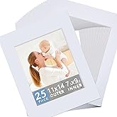Somime 25 Pack White Picture Mats - 11x14 Pre-Cut Mats for 8x10 Photos - White Core Bevel Cut Frame Matte, Acid Free, Ideal for Frames, Artwork and Prints