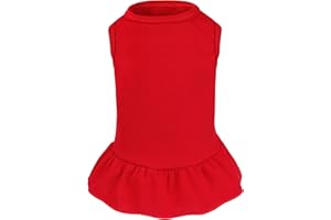 CHOYAXO Dog Dresses Cat Skirt Solid Color Dog Clothes Summer Sleeveless Puppy Girl Clothes for Small Pet Dogs Cats (Red, Large)