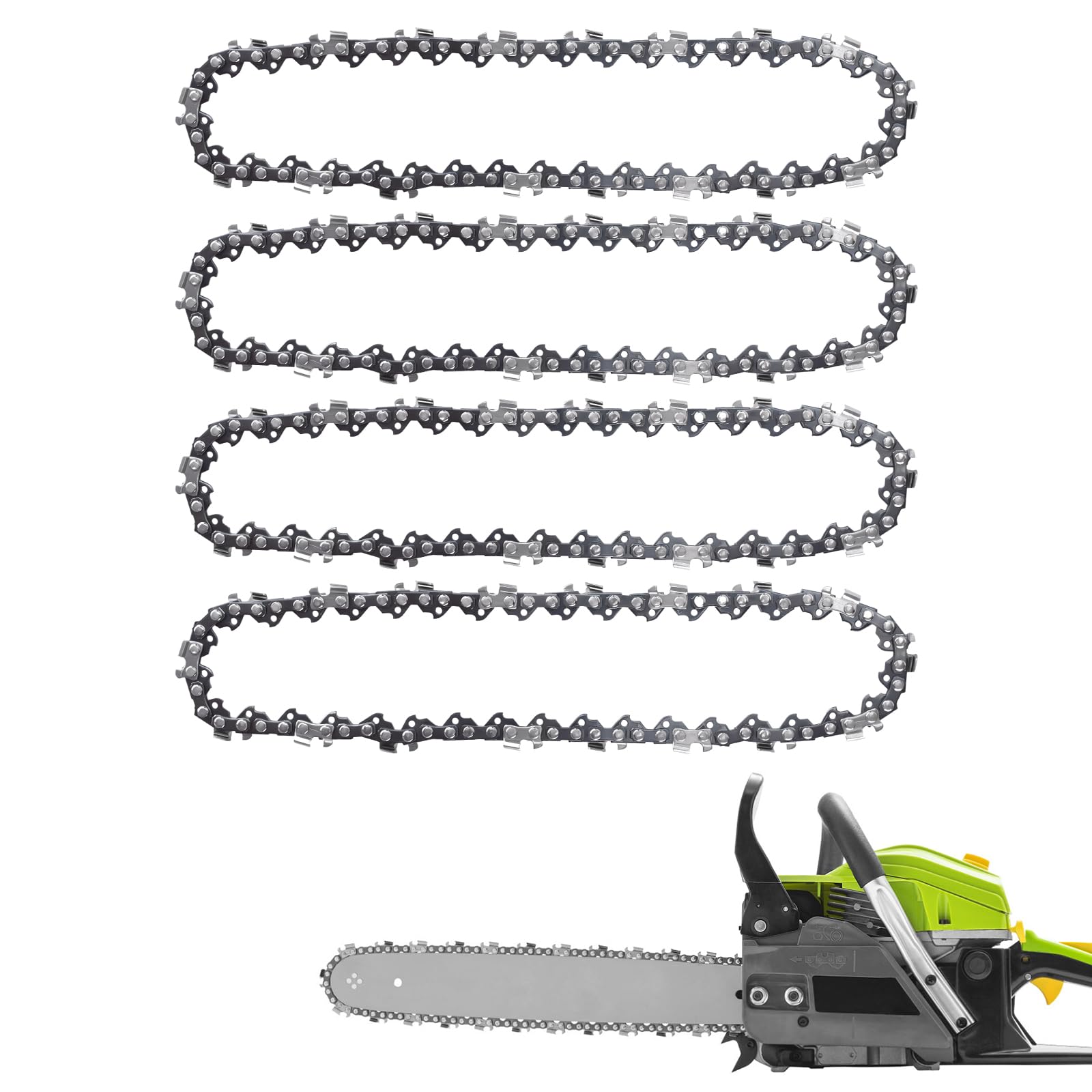 4pcs 14 Inch Chainsaw Chain 52 Drive Links, 3/8" LP Pitch Chainsaw Chain Replacement for Craftsman, Echo, Poulan, Ryobi, Worx 14 Inch Chainsaws, Steel Chainsaw Blade for Tree Trimming