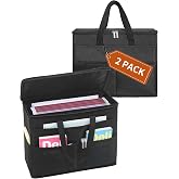 Qozary 2 Pack File Folder Organizer Box-Hanging File Tote Bag With Lids, Collapsible Portable Filing Organizer Box With Handle, Document Storage Bag For Office,Home,Travel, School