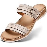 Littleplum Women's Flat Sandals Arch Support Comfortable Slide Sandals Open Toe Orthotic Walking Sandals