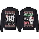Wild Bobby Where My Ho's At? Ugly Christmas Couples Sweaters Adult Him Hers Matching Unisex Holiday Sweatshirts