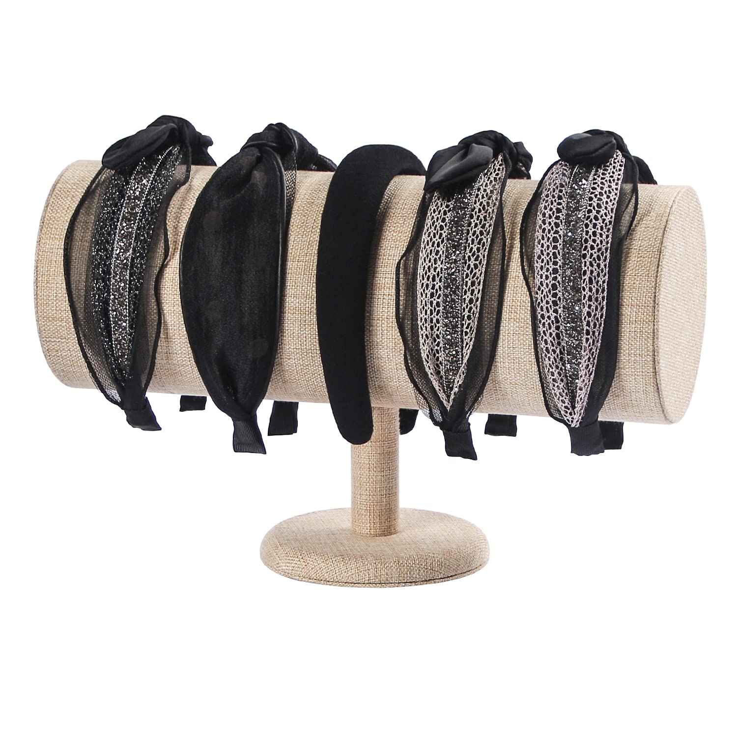 Photo 1 of Coward T-Bar Beige Headband Holder Organizer,Hairband Display Stand,Hairband Storage Rack for Girls And Women (detachable yellow linen)