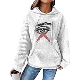 MARSVOVO Casual Drawstring Hoodies for Women Trendy Pullover Waffle Plus Size Sweatshirt Loose Fall Clothes with Pocket