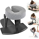XYDongtong Massage headrest for Bed 3-in-1 (Gray) | Fits beds &amp; desks, U-shaped zero-pressure foam pillow, armrests, foldable, 20 covers.