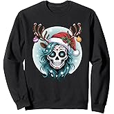 Christmas Sugar Skull Art Woman Santa Hat Festive Design Sweatshirt