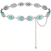 Dubulle Turquoise Belt Women Western Concho Waist Chain Belts for Dresses Cowgirl Jeans (Waist 25-38")