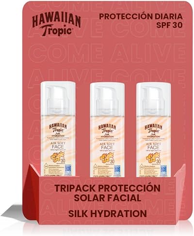 Hawaiian Tropic Silk Hydration SPF 30 Face Sunscreen Lotion 50ml - 3 Pack
