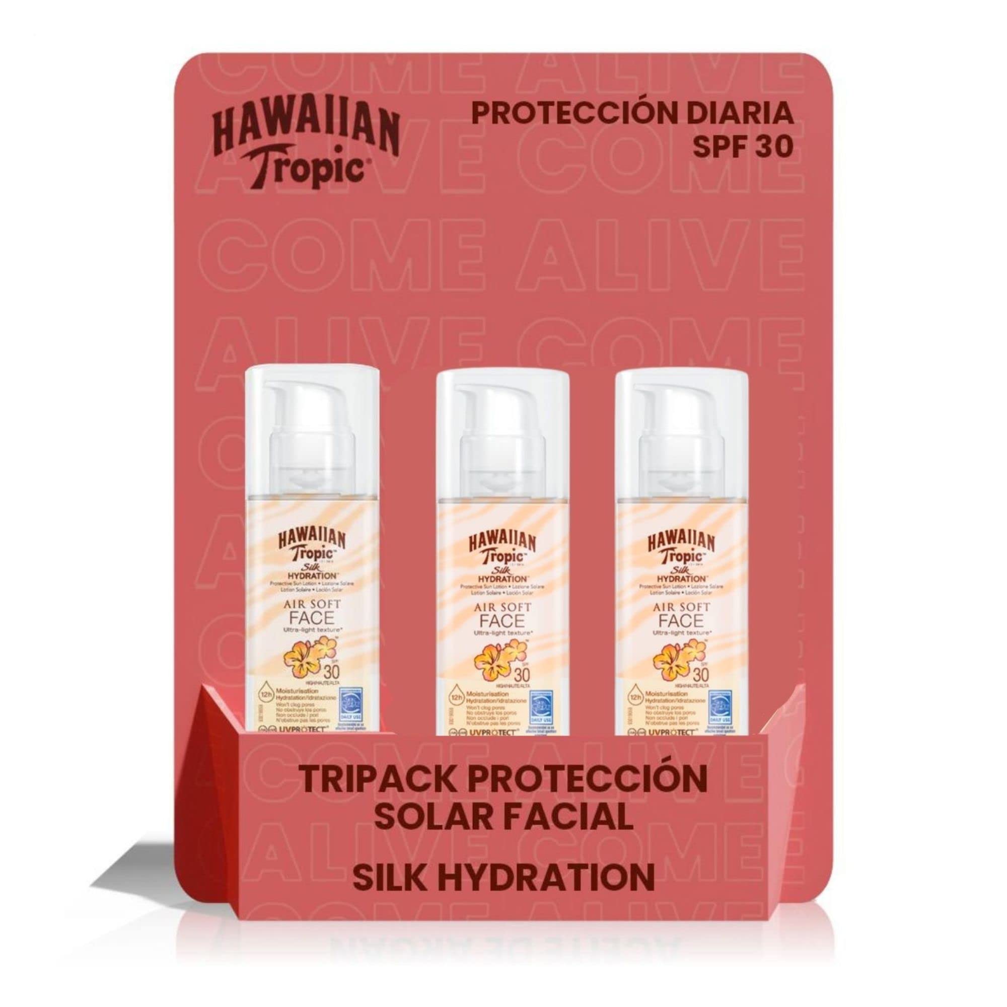 Hawaiian Tropic Silk Hydration Air Soft Face Protective Sunscreen SPF 30, 50ml - 3 units